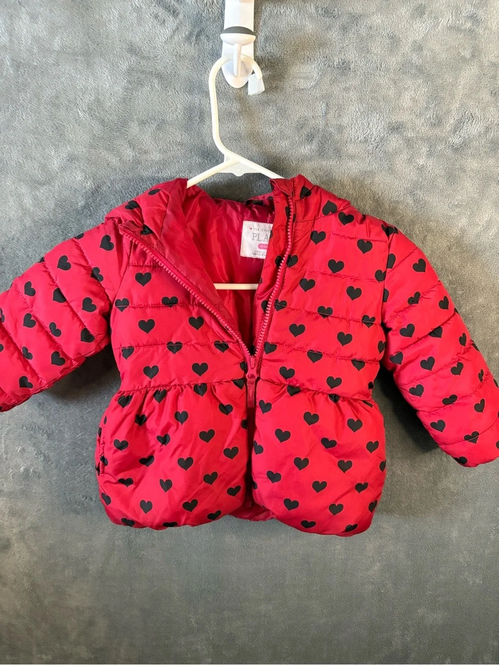 The Children's Place Red Jacket with Black Heart Print